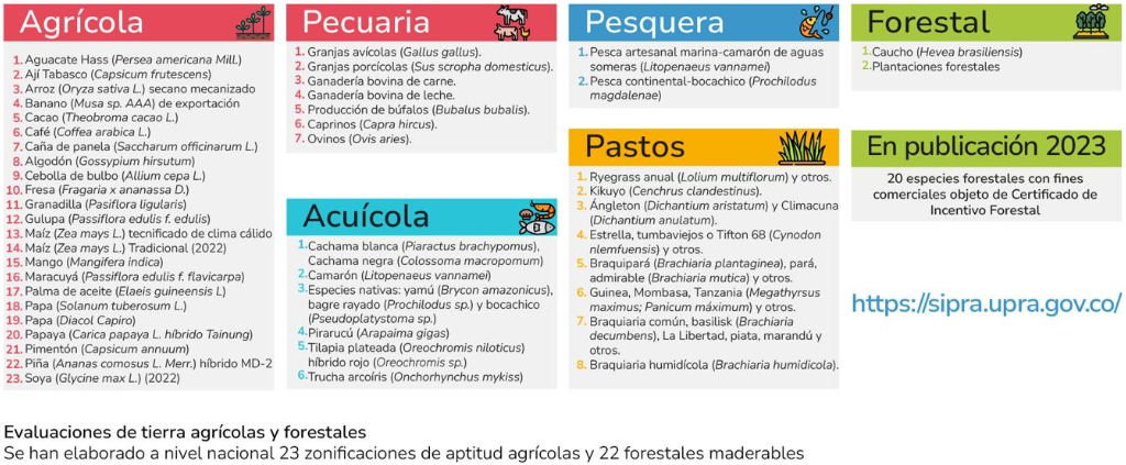 inclusión de cuatro nuevas: plátano, yuca, fríjol y apicultura.